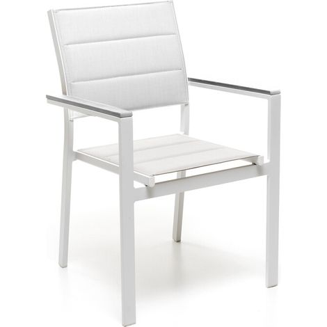 POLTRONA BIANCA 55X57XH85CM IN TESSUTO E ALLUMINIO
