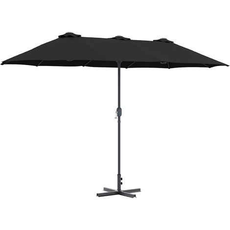 Parasol de jardin pliable durable 370 x 197 x 239 cm en polyester noir (1/5)
