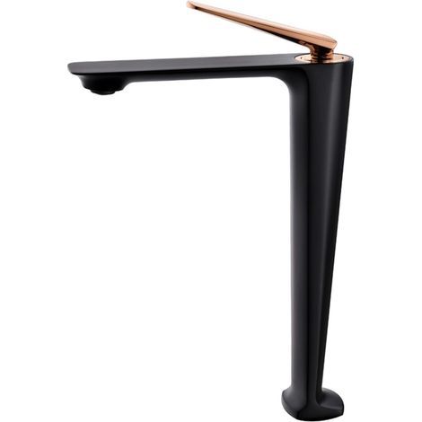 Robinet de Salle de Bain de bassins brossé en Or Robinet de Salle de Bain Rose Chaude et Froide Rose Robinet Robinet Robinet Robinet Robinet Mural Noir mélangeur Noir(Black and Rose Gold) (1/5)