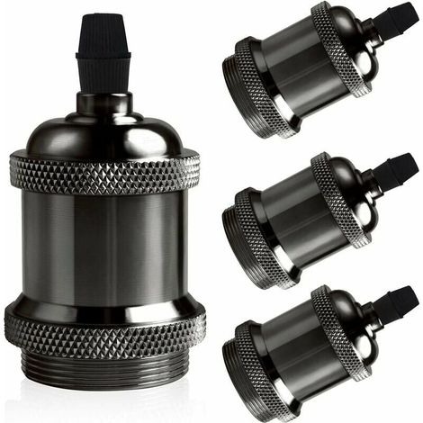Portalámparas vintage E27, lámpara colgante retro Edison, adaptador de cerámica maciza, 4 casquillos de perla negra (1/4)