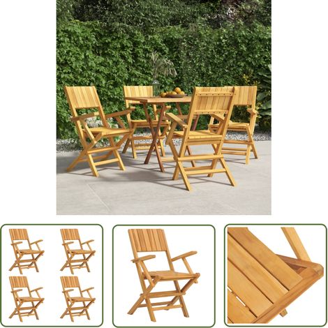 4 pcs Chaises de jardin pliantes, Fauteuils Extérieur, Sièges confortable 55x61x90 cm bois massif teck BGT55717