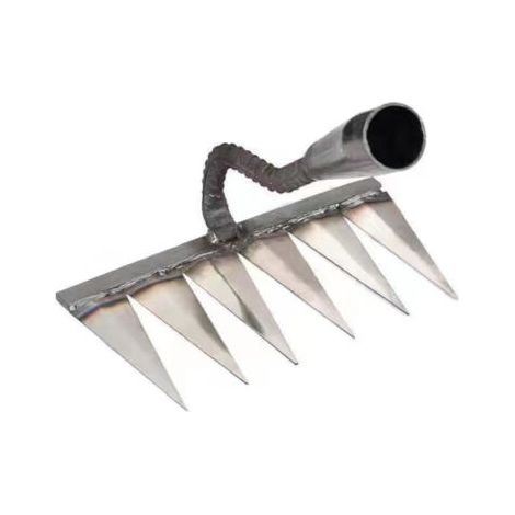 BUNTHAUS Reetrechen aus Metall für Gartenarbeit und Unkrautjäten – robuster Metallzahnrechen, Silber, 23 x 13 cm (1/3)