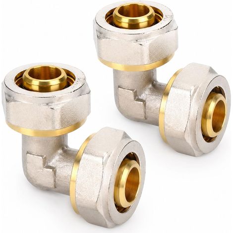 Coude à visser 90° pour Tube Multicouche Ø16 pour chauffage, 2 Pcs (1/4)