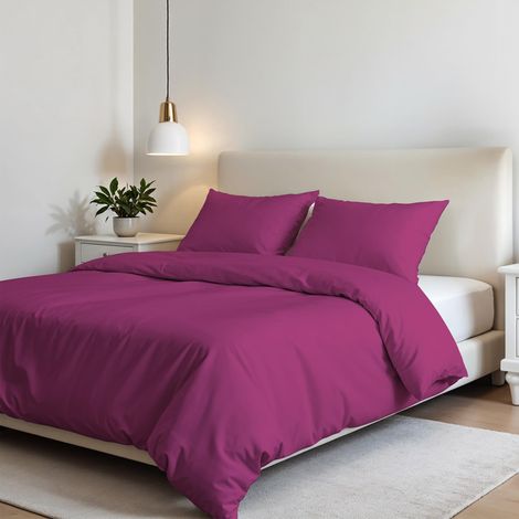 Housse de Couette Set, Fuchsia, Double, Microfibre (1/5)