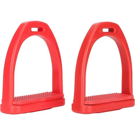 2025 1 paire d'étriers pour cheval avec coussinets en caoutchouc antidérapants, en plastique technique professionnel rouge, taille S, pour l'équitation (1/5)