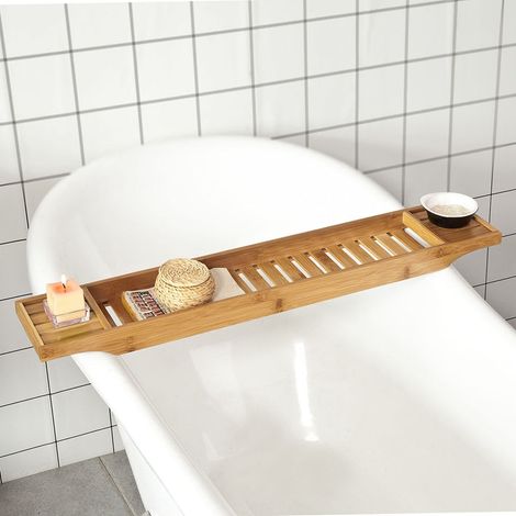 SoBuy Ripiano per vasca da bagno in bambù,L80CM, FRG212-N
