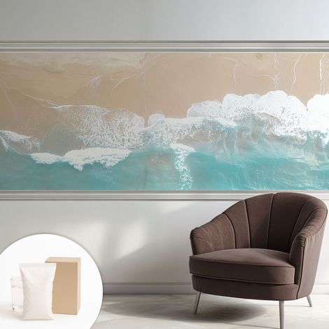Papier peint avec colle pour décoration moderne de salon chambre à coucher cuisine et bureau Facile Vagues murmurantes 250x104 cm (1/5)