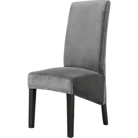 XL Housse de Chaise in Velours, Extensible Housses de Chaise de Salle à Manger, Protege Chaise Decoration Amovible Lavables Couverture de Chaise (Gris, 6 pièces) (1/5)