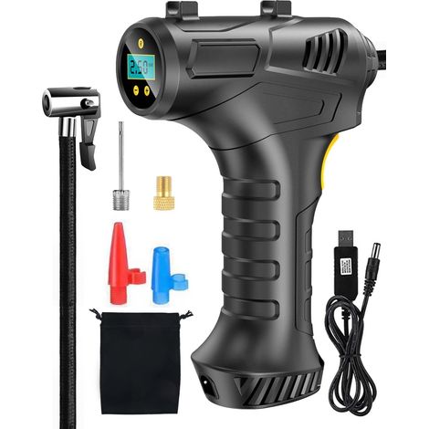 6000 mAh Autoreifenfüller mit LED-Licht und digitaler LCD-Anzeige, 150 PSI Autokompressor, 12 V tragbarer Luftkompressor, kabelloser Luftkompressor für Auto, Motorrad, Fahrrad, Ball (1/5)