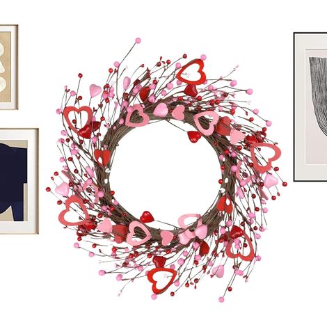 Couronnes de la Saint-Valentin pour la Porte d'Entrée Guirlande de Fête  Couronnes De Fête De 40 Centimètres pour Mariage, Réunion Familiale et Entrée (1/5)
