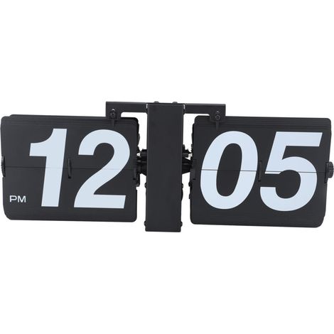 Reloj mecedor de PVC y acero inoxidable, funciona con pilas, estilo retro, mecánico, digital, automático, para salón, dormitorio, oficina, totalmente negro (1/5)