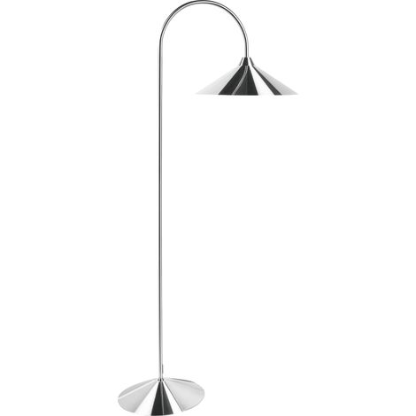 Lámpara de pie estilo moderno sala de estar pantalla y base de metal plateado Savegre (1/5)