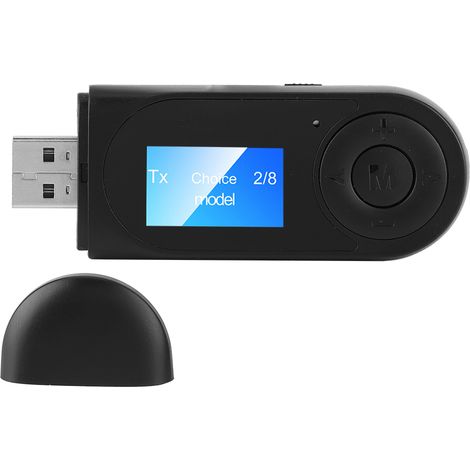 Adaptateur audio Bluetooth 5.0 avec émetteur-récepteur sans fil et écran LCD pour voiture, PC et haut-parleur filaire (prise jack 3,5 mm). (1/5)