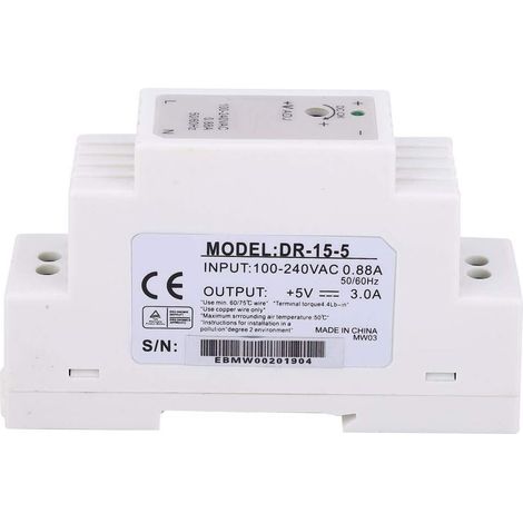 Alimentation à Découpage Rail DIN, 15w 5v 3a Commutation Alimentation Industrielle à Sortie Unique Refroidissement Automatique (1/5)