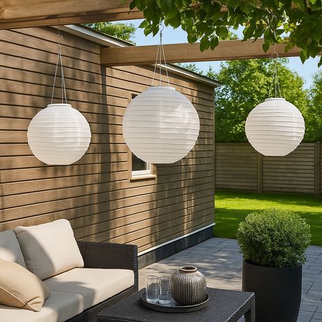 Lampada solare lanterna da esterno Lampada a LED a sospensione da giardino luce bianca per matrimonio festa lanterna da giardino decorazione, acciaio inox plastica, bianco caldo, DxH 30x 55 cm, set di