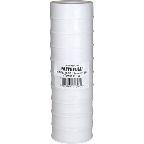 Faithfull 08001212ST10TB P.T.F.E Tape 12mm x 12m White (Pack 10) FAITAPEPTF10