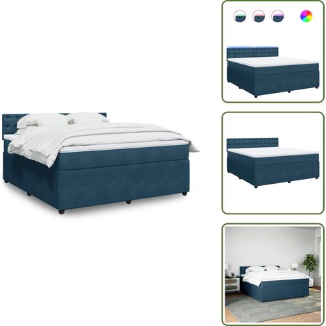 Boxspringbett mit Matratze Blau 180x200 cm Samt - Boxspringbett - Boxspringbetten - Bett - Schlafzimmermöbel (1/5)