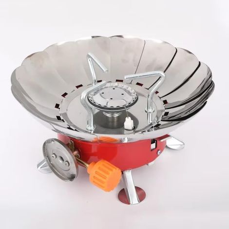 Réchaud de camping portable, réchaud de randonnée avec allumage piézoélectrique, support stable et résistant au vent, idéal pour la cuisine en plein air, le camping et la randonnée. (1/4)