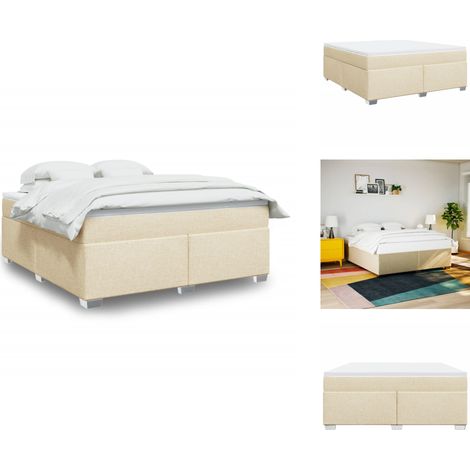 Boxspringbett mit Matratze Creme 180x200 cm Stoff - Boxspringbett - Boxspringbetten - Bett - Bett Mit Stauraum (1/5)