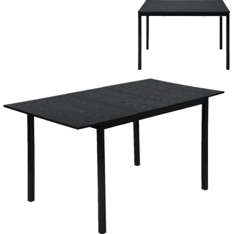 Meuble Cosy Table Salle à Manger Extensible Style Industriel 4 a 6 Personnes pour Salon Cuisine, Cadre Métallique Robuste, Noir, 120-160x80x75cm, Bois d'ingénierie (1/5)