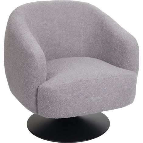 [NON UTILIZZATO] Poltrona lounge relax girevole HHG-067 tessuto bouclè grigio chiaro
