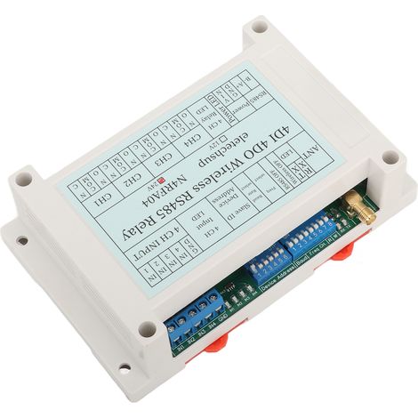 Module relais sans fil 4 canaux 4DI 4DO 433MHz émetteur récepteur RS485 avec antenne, alimentation 24V DC (1/5)