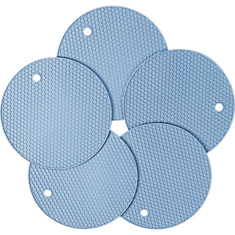 Maniques et gants de cuisine en silicone, dessous de plat isolants antidérapants et multifonctionnels en caoutchouc alvéolé, résistants à la chaleur, lot de 5 (1/5)