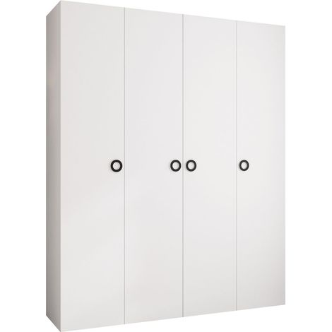 Armario Hartford 554, Blanco, 246x200x42cm, Puertas de armario: Con bisagras, Número de estantes: 16 (1/5)