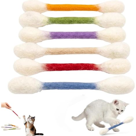 6 Pièces Jouet Chat Coton, Tiges à Mâcher en Feutre, Jouet pour Chat avec Herbe à Chats, Tige Géant Résistant la Déchirure, Jouets pour Chats en Coton, pour Jeu Interactif Chaton (1/5)