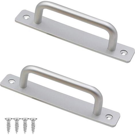 Lot de 2 poignées de porte de grange - Ensemble de poignées en alliage d'aluminium avec vis - Poignées de porte pour armoire, cuisine, etc. (1/5)