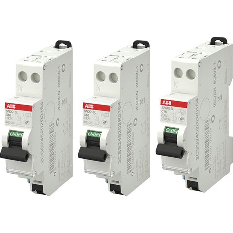 ABB Lot de 3 disjoncteurs automatiques Ph+N raccordement Rapide 16A-4,5Ka (1/3)