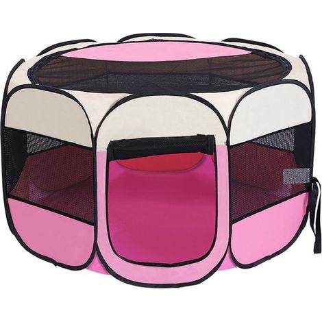 Welpenlaufstall 73 x 73 x 43 cm Welpenlaufstall Außenlaufstall Geeignet für Hunde Katzen Kaninchen und Kleintiere für drinnen und draußen Rosa (1/5)