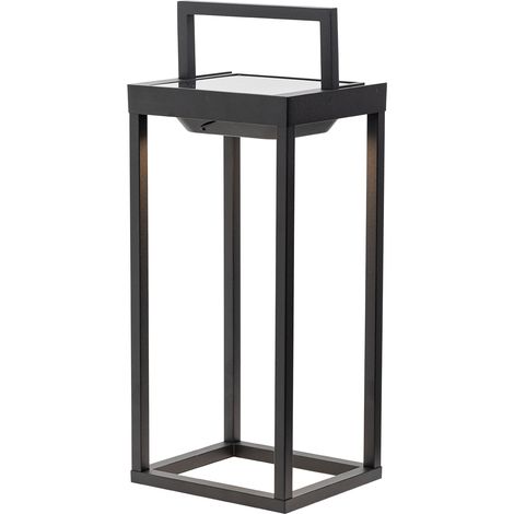 Zafferano - Lanterna Home solar 2 a led 37,3cm - Lampada da parete e da tavolo 2W con batteria e sensore crepuscolare - Nera (1/3)
