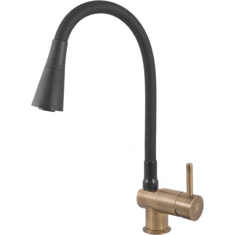 Mitigeur évier flexible à mémoire de forme SEINA en laiton bronze noir (1/5)