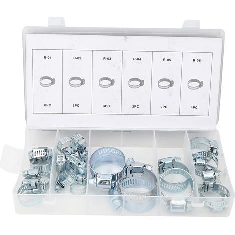 Collier De Serrage - Acier Inoxydable Haute Torsion - Pour Tuyaux Gaz Et Eau - Lot De 26 Pièces (1/5)