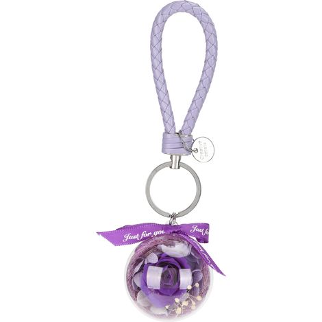Preserved Flower Keychain Creativity Hanging Round Ball Pedant Gift Craft OrnamentsPurple (1/5)