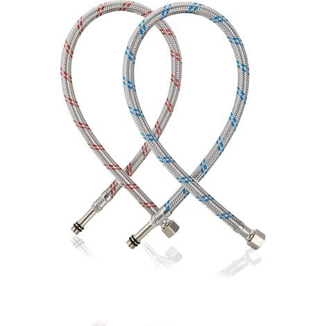 2 Pièces Tuyau de Raccordement Robinet, G3/8 x M10 Acier Inoxydable 60cm, Extension Cuisine Salle de Bain
