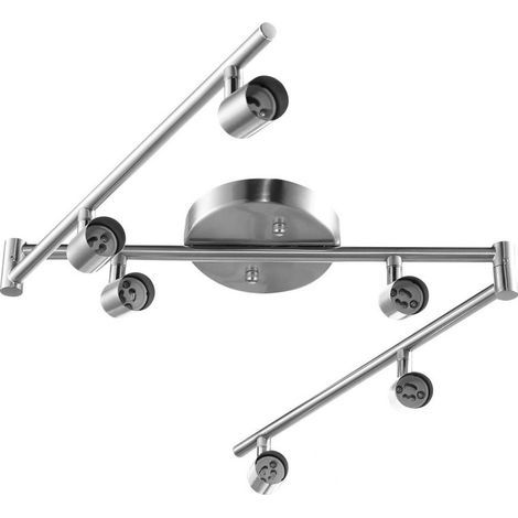 LED-Deckenstrahler mit 6 Flammen für das Wohnzimmer - moderne GU10-Deckenleuchte, 330° verstellbarer Strahler, Edelstahl, für das Schlafzimmer (ohne Leuchtmittel). (1/5)