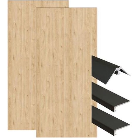 ONDEE - Kit instalación paneles murales esquina FLORA madera 120cm perfil negro (1/4)