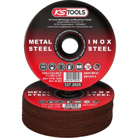 Kstools – Disques à tronçonner 125mm – Lot de 25 – Inox pour tôleries fines – Coupe nette sans éclat – Durée de coupe rapide