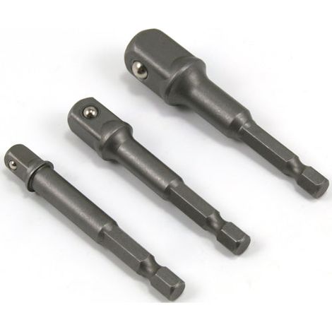 Stecknuss Adapter für Akkuschrauber 3-teilig 1/4 3/8 1/2 Zoll Vierkant