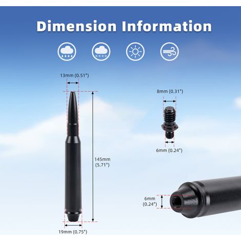 Decorative car antenna, compatible with Jeep Wrangler JK JKU JL JLU 07-21, single pack.