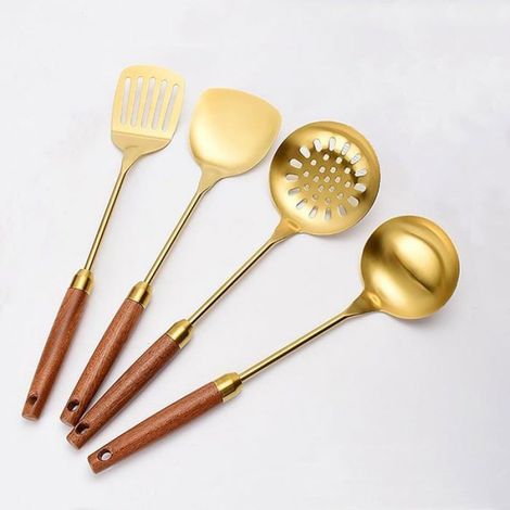 Ustensiles De Cuisine - Acier Inoxydable 304 - Pour Wok Et Poêles - Ensemble 4 Pièces (1/5)