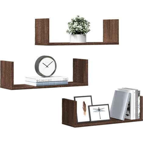 Wandregale 3 Stk. Eichen-Optik 58x18x18 cm Holzwerkstoff