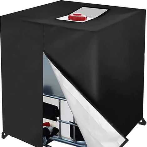 1000L Tank Cover, Sun Protection Cover for IBC Rainwater Tank, Dustproof and UV Resistant, 116 x 100 x 120 cm, Black (1/5)