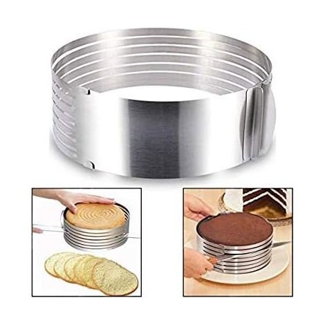 Réglable Couche de Moule en Acier Inoxydable Mousse Gâteau Slicer Kit,6-8 Pouce