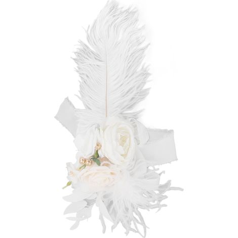 Fleurs artificielles pour dossier de chaise, fleurs décoratives simulées, plumes, chaises de mariage en extérieur, fleurs blanc laiteux (1/5)