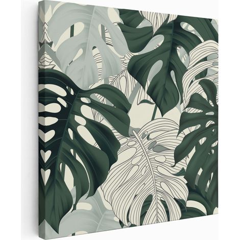 Tableau toile Carré - Feuilles palmiers - 50x50 cm (1/2)