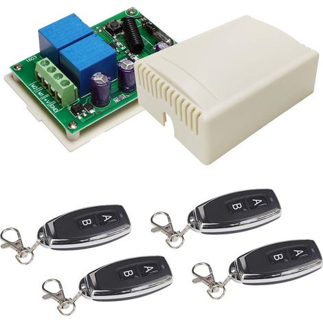 Contrôleur de moteur DC 12V DC, Commutateur de télécommande sans fil RF 433Mhz 10A Récepteur de relais, pour la rotation avant et arrière des moteurs, porte de porte, volet roulant (1/5)