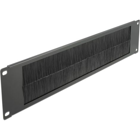 66482 DeLock Bande passe-câble à brosse 2U 19" - Noir - Bande passe-câble à brosse 2U pour rack 19"